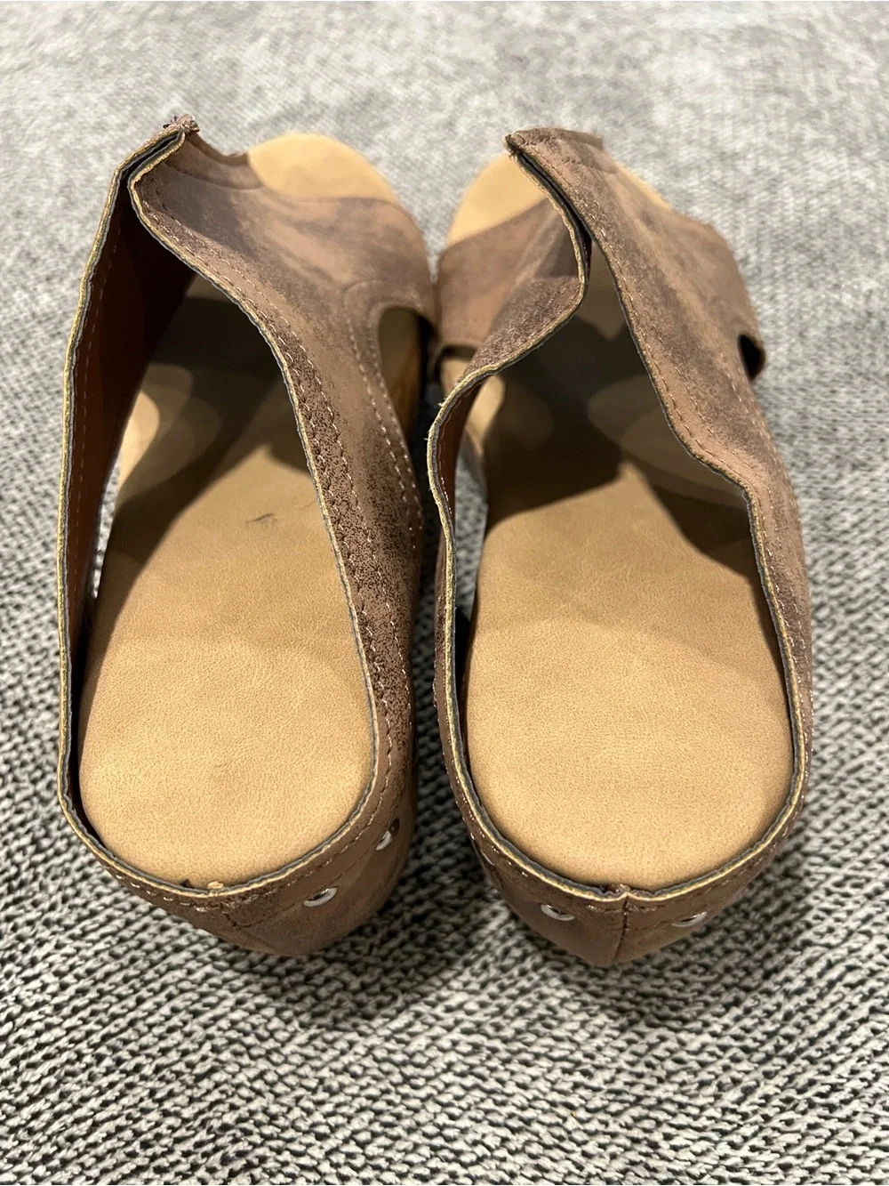 Brown Open-Toe Wedge Sandals - Women's Comfortable Slip-On - EU38